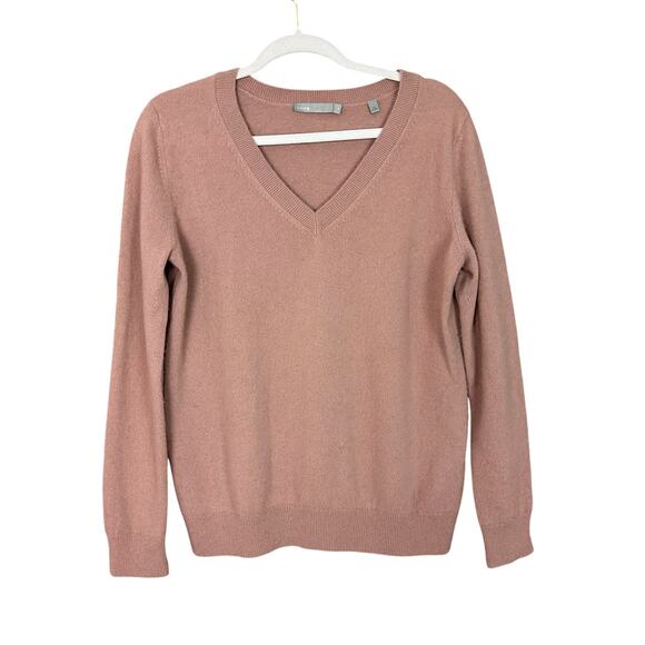 Vince Women's V-Neck 💯 Cashmere Sweater in Dusty Pink - Picture 1 of 6